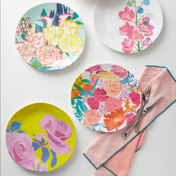 NWT New Anthropologie Vibrant Floral Color Melamine Plate - Picture 3 of 13